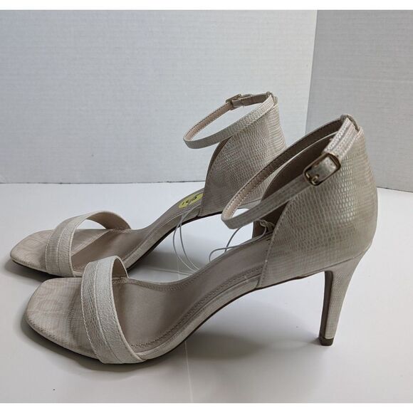 New! Impo Tatum Cream Snake Embossed Giraffe Print Ankle Strap Heel Sandal, 9 - Picture 2 of 8